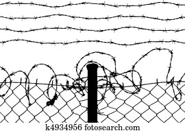 wired, cerca, com, farpado, fios