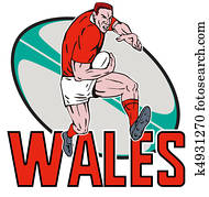 ציור היתולי, וואלש, שחקן של ראגבי