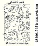 Coloring antelope vector Coloring antelope vector