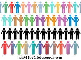 diverse border rows symbol people hold hands