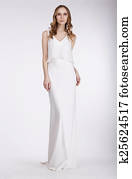 Elegance. Beautiful Bride in Sleeveless Dress