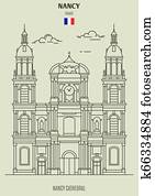 Nancy Cathedral in Nancy, France. Landmark icon Nancy Cathedral in Nancy, France. Landmark icon