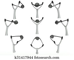 Slingshot isolated on white, icon set