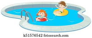 Two kids in swimming pool Two kids in swimming pool