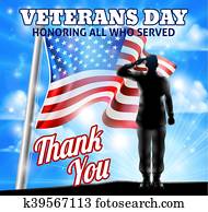 Veterans Day Silhouette Soldier Saluting American Flag Veterans Day Silhouette Soldier Saluting American Flag