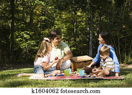 família, picnic.