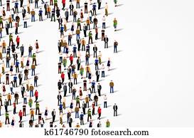 grote groep van mensen, in, nummer 1, een, form.