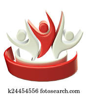 logo, szczęśliwy, teamwork, 3d