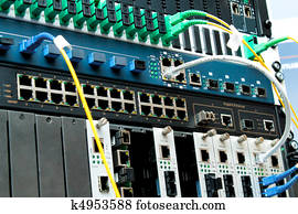 PON Technology center with fiber optic equipment