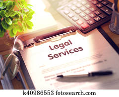 servicios legales, en, clipboard., 3d.