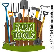 חוה, כלים, ו, בוסתנאות, equipment,, וקטור