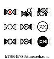 DNA, genetics vector icons set DNA, genetics vector icons set