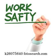 doctor writing work safety words