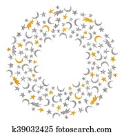 gold, und, silber, textured, raum, runder, rahmen