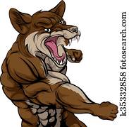 perfurando, coiote, mascote