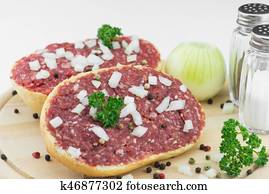 Rolle, mit, zerhackt, schweinefleisch Stock Bild | k46877511 | Fotosearch