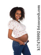 schwangeren, bauch, in, offenes, jeans