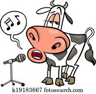singen, kuh, karikatur, abbildung singen, kuh, karikatur, abbildung