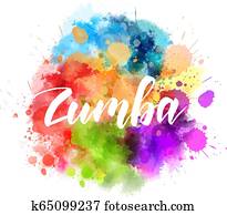 Zumba calligraphy on watercolor splash Zumba calligraphy on watercolor splash