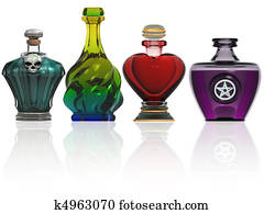 אוסף, של, שיקוי, בקבוקים