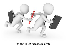 3d, empresarios, con, baton., trabajo en equipo, concept.