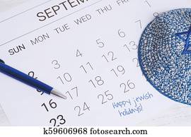 Calendar., yom kippur, concept.