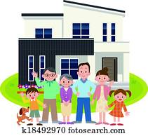 família feliz, e, meu lar