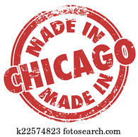 Made in Chicago City Words Round Red Stamp Pride Production Made in Chicago City Words Round Red Stamp Pride Production