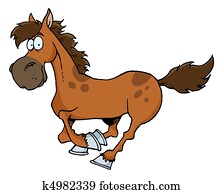 caricatura, cavalo, executando