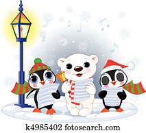 Christmas carolers %u2013 polar bear an Christmas carolers %u2013 polar bear an