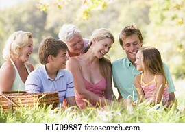Family at a picnic smiling Family at a picnic smiling