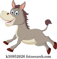 feliz, burro, caricatura feliz, burro, caricatura