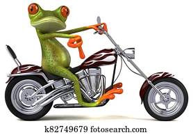 Fun frog on a motorcycle - 3D Illustration Fun frog on a motorcycle - 3D Illustration