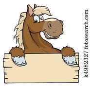 Horse With A Blank Sign Horse With A Blank Sign