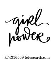 mädchenmacht, vektor, inscription., grl, pwr, hand, lettering., feministin, slogan.