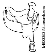 Outlined Horse Saddle