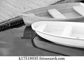 Peaceful scene of rowboats 