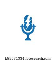 podcast, לוגו, עם, thunder.
