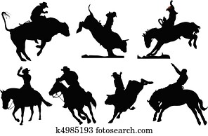 Seven rodeo silhouettes. Black and Seven rodeo silhouettes. Black and