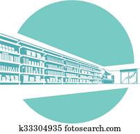 vector, estantes, en, store., supermarket.