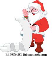 weihnachtsmann, lesende, liste, von, geschenke weihnachtsmann, lesende, liste, von, geschenke