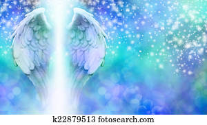 Blue wings on sparkling bokeh 