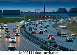 Cars in traffic on a highway Cars in traffic on a highway