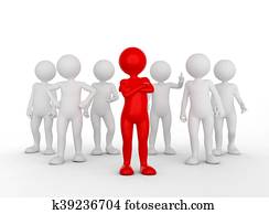 Confident team leader concept. Toon man with his army of people. Confident team leader concept. Toon man with his army of people.