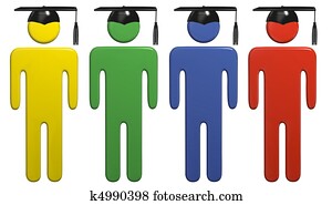 diverso, escuela, educación, tapa graduación, estudiantes