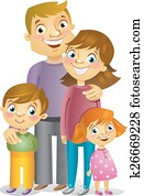 familia feliz, vector, ilustración