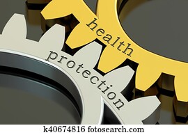gezondheid, bescherming, concept, op, de, tandwielen, 3d, vertolking