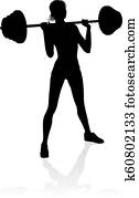 Gym Woman Silhouette Barbell Weights Gym Woman Silhouette Barbell Weights