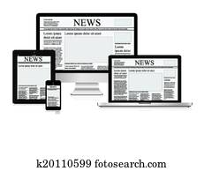 on-line-nachrichten, vektor, abbildung, com