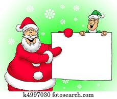 Santa and Elf with sign